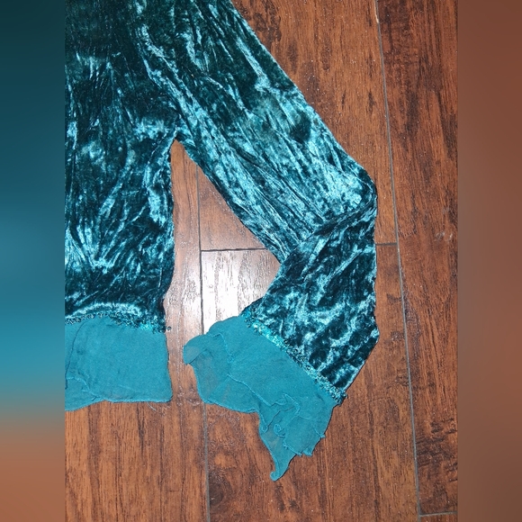 EUC Cover Charge L Vintage Y2K Teal Crushed Velvet Ruffle Shrug Bolero Top! - Picture 7 of 14